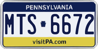 PA license plate MTS6672