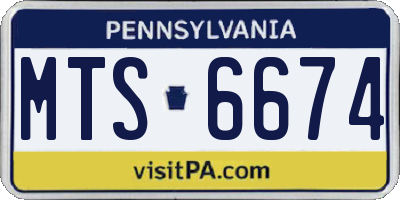 PA license plate MTS6674