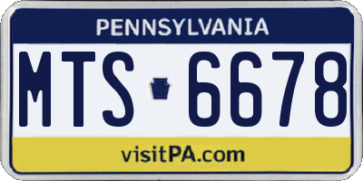 PA license plate MTS6678