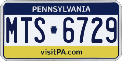 PA license plate MTS6729