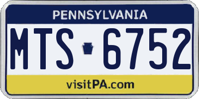 PA license plate MTS6752