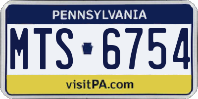PA license plate MTS6754