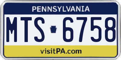 PA license plate MTS6758