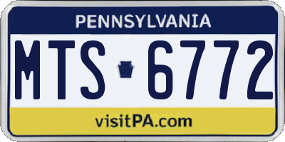 PA license plate MTS6772