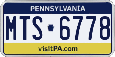 PA license plate MTS6778