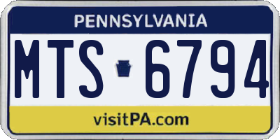 PA license plate MTS6794