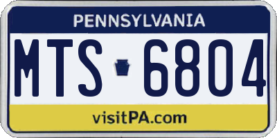PA license plate MTS6804