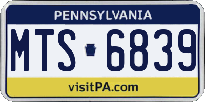 PA license plate MTS6839