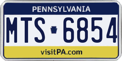 PA license plate MTS6854