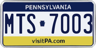 PA license plate MTS7003