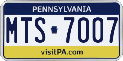 PA license plate MTS7007