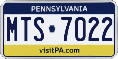 PA license plate MTS7022