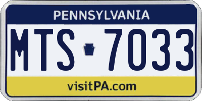 PA license plate MTS7033