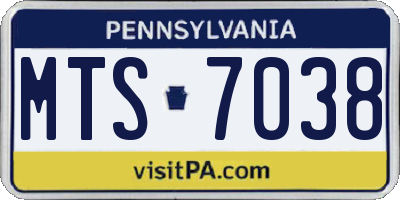 PA license plate MTS7038
