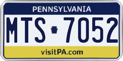 PA license plate MTS7052