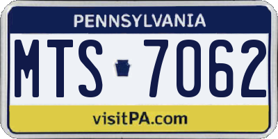 PA license plate MTS7062