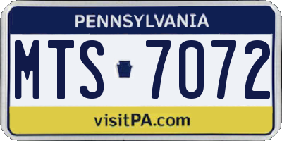 PA license plate MTS7072