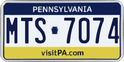 PA license plate MTS7074