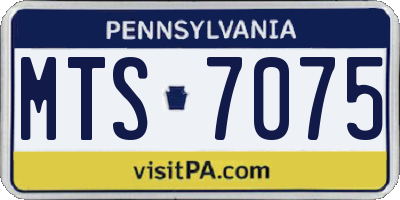 PA license plate MTS7075