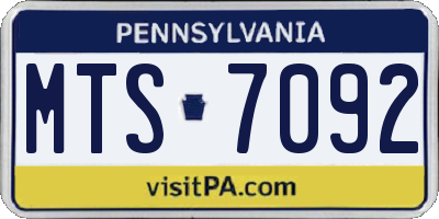 PA license plate MTS7092