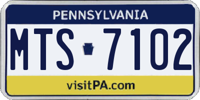 PA license plate MTS7102