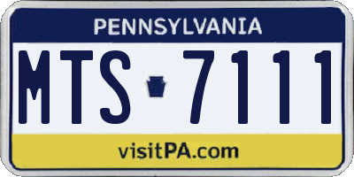 PA license plate MTS7111