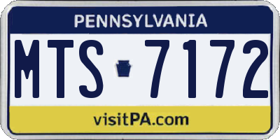 PA license plate MTS7172
