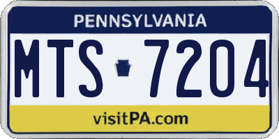 PA license plate MTS7204