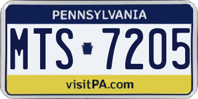 PA license plate MTS7205