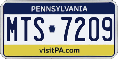 PA license plate MTS7209