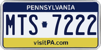 PA license plate MTS7222