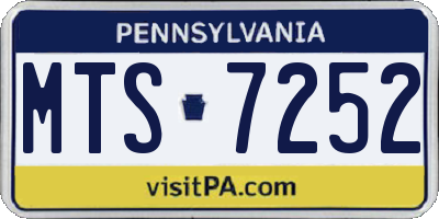 PA license plate MTS7252