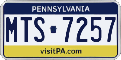 PA license plate MTS7257