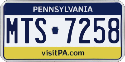 PA license plate MTS7258