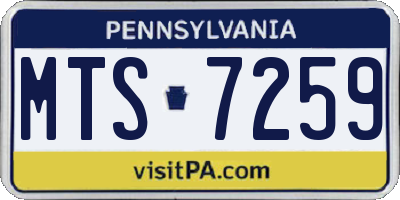 PA license plate MTS7259