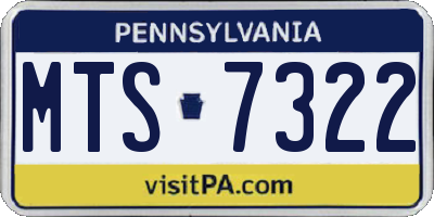PA license plate MTS7322