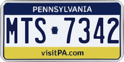 PA license plate MTS7342