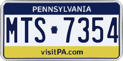 PA license plate MTS7354