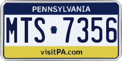 PA license plate MTS7356