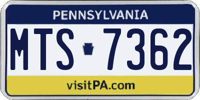 PA license plate MTS7362