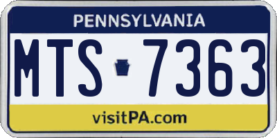 PA license plate MTS7363