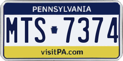 PA license plate MTS7374