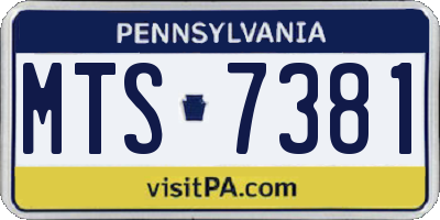 PA license plate MTS7381