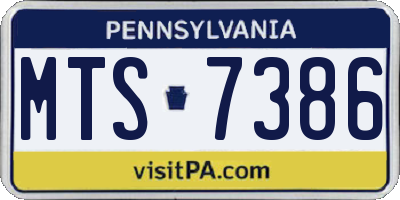 PA license plate MTS7386