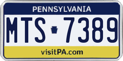 PA license plate MTS7389