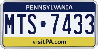 PA license plate MTS7433