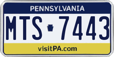 PA license plate MTS7443