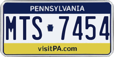 PA license plate MTS7454