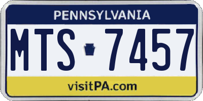 PA license plate MTS7457