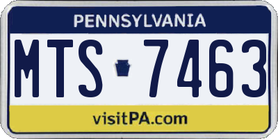 PA license plate MTS7463